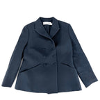 Dior Tailored Jacket Logo Double Breasted 40 Navy Wool Nylon