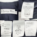 Dior Tailored Jacket Logo Double Breasted 40 Navy Wool Nylon — view 3