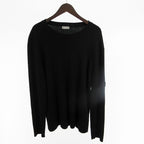 Dior XXL Knit Sweater Wool Long Sleeve Crew Neck Logo Patch Embroidery Black