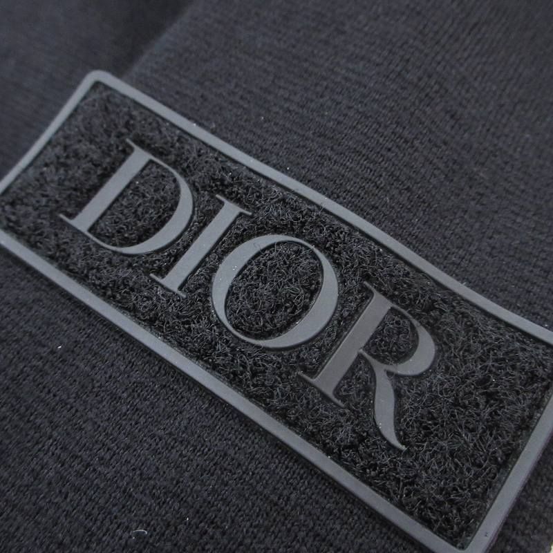 Dior XXL Knit Sweater Wool Long Sleeve Crew Neck Logo Patch Embroidery Black — view 4