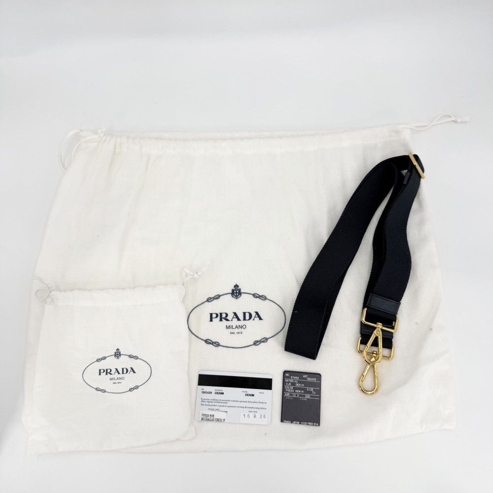Prada 2-Way Canapa Mini Denim Shoulder Bag Crossbody Triangle Logo Cotton — view 8