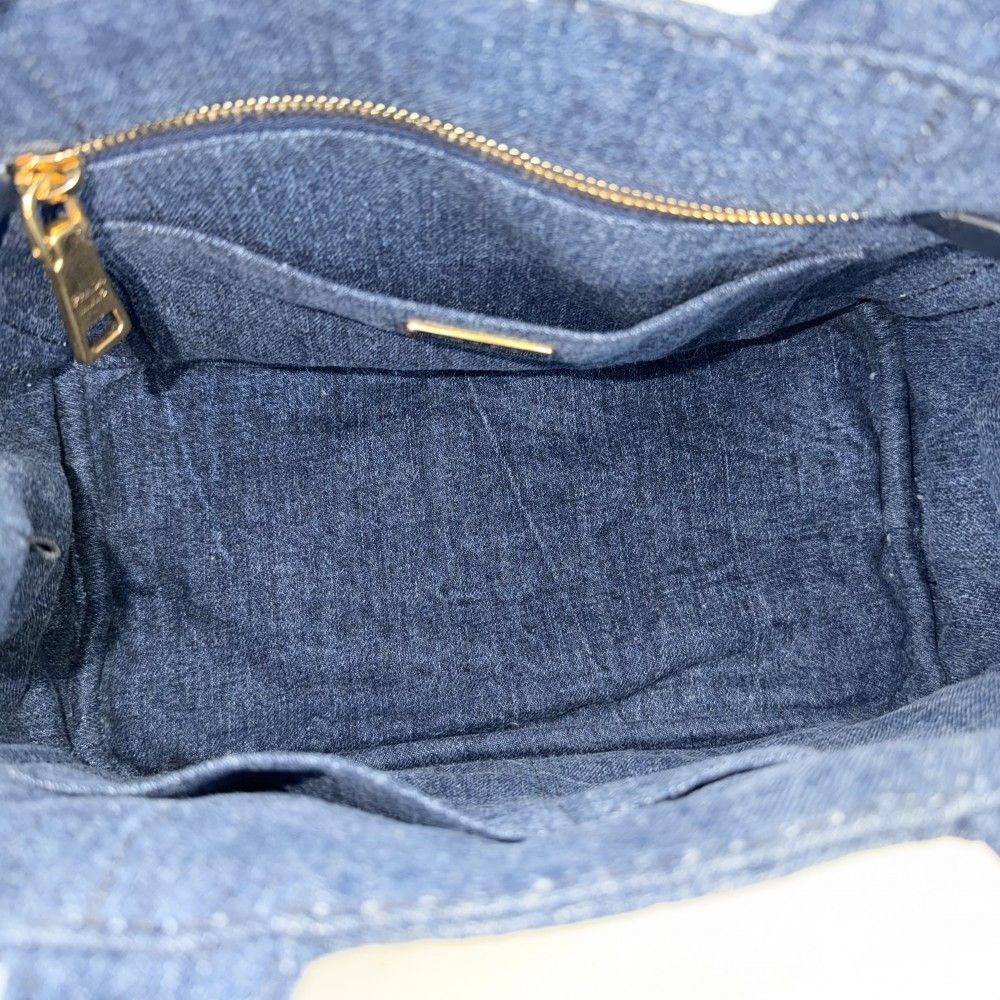 Prada 2-Way Canapa Mini Denim Shoulder Bag Crossbody Triangle Logo Cotton — view 4