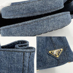 Prada 2-Way Canapa Mini Denim Shoulder Bag Crossbody Triangle Logo Cotton — view 6