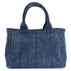 Prada 2-Way Canapa Mini Denim Shoulder Bag Crossbody Triangle Logo Cotton — view 2