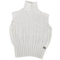 Chanel Knit Turtleneck Sleeveless Logo Plate 38 White Cotton Spring Autumn