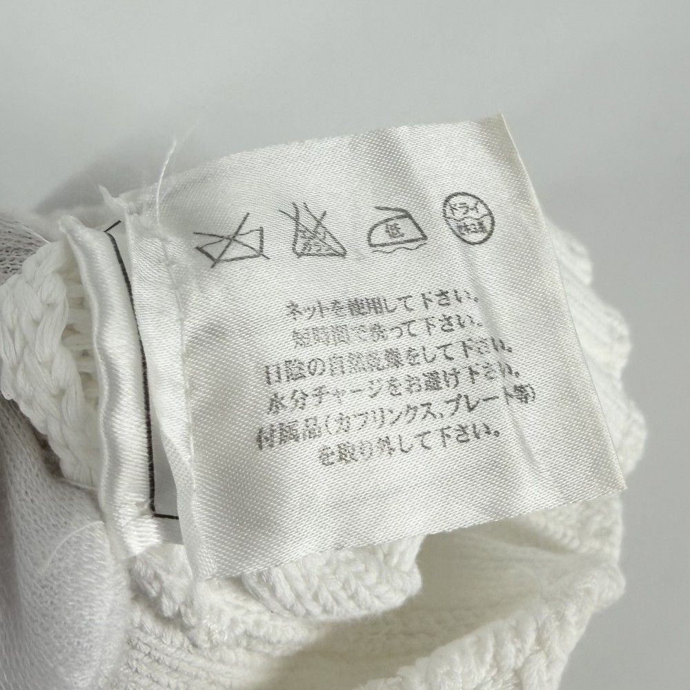 Chanel Knit Turtleneck Sleeveless Logo Plate 38 White Cotton Spring Autumn — view 4
