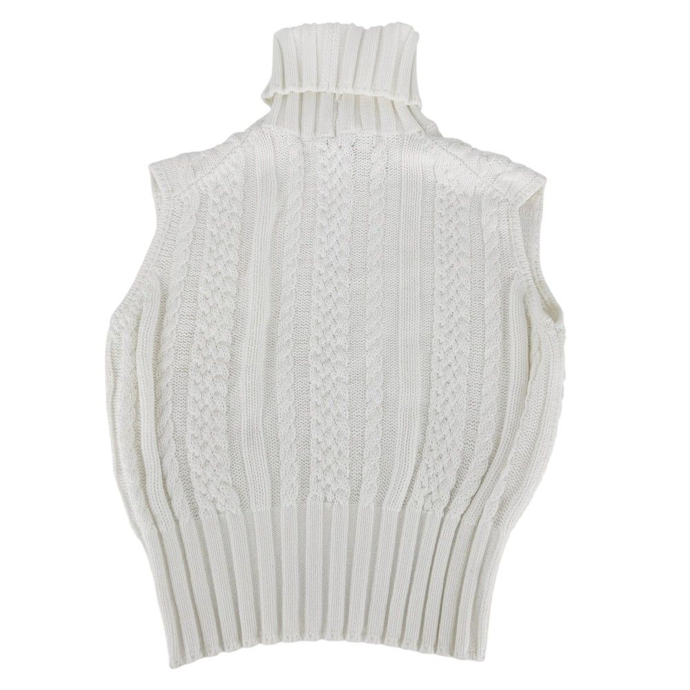 Chanel Knit Turtleneck Sleeveless Logo Plate 38 White Cotton Spring Autumn — view 2