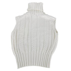 Chanel Knit Turtleneck Sleeveless Logo Plate 38 White Cotton Spring Autumn — view 2