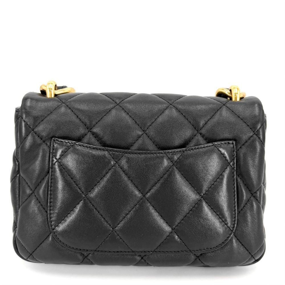Chanel Shoulder Bag Quilted CC Logo Bag Chain Pochette Leather Black Gold — view 2