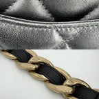 Chanel Shoulder Bag Quilted CC Logo Bag Chain Pochette Leather Black Gold — view 7