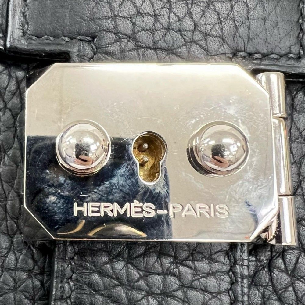 Hermes Handbag Sac a Depeches 27 Leather Black Silver — view 8