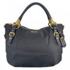 Prada Handbag Nylon Black Gold