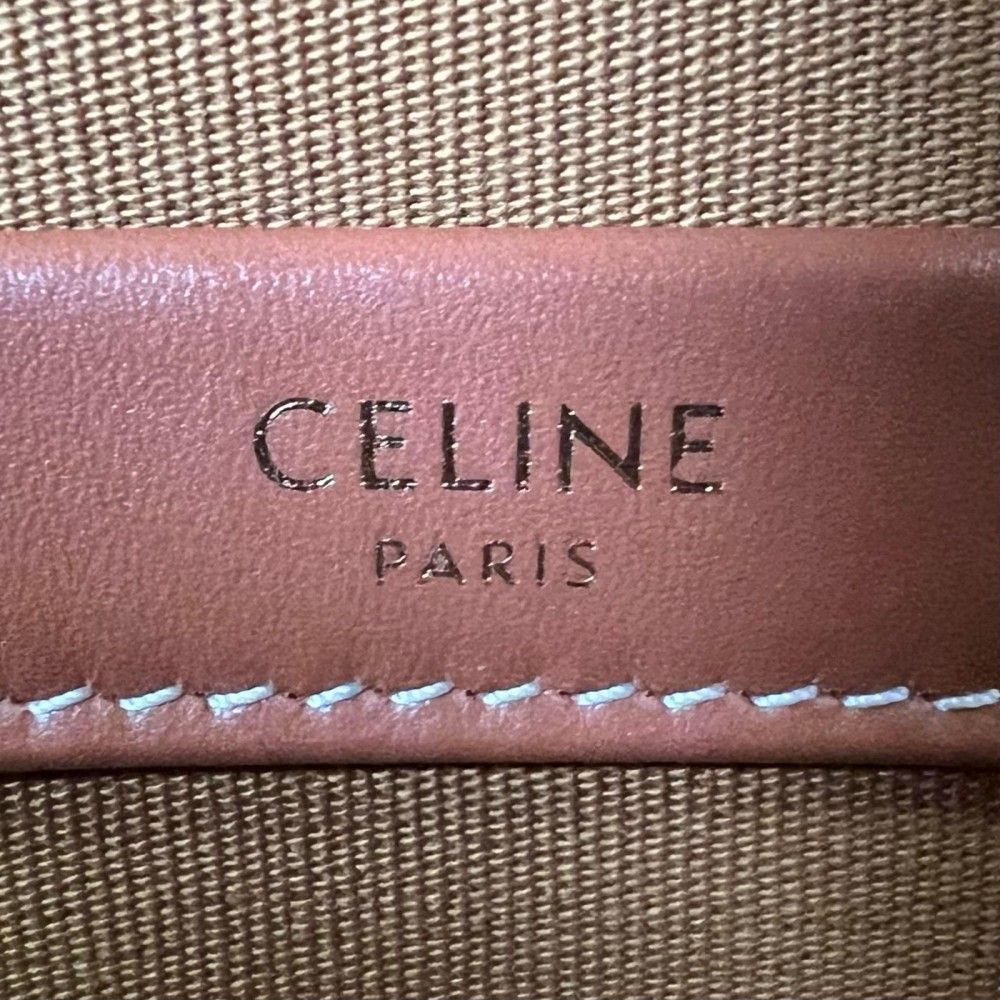 Celine Tote Bag Triomphe Leather Brown Gold — view 7