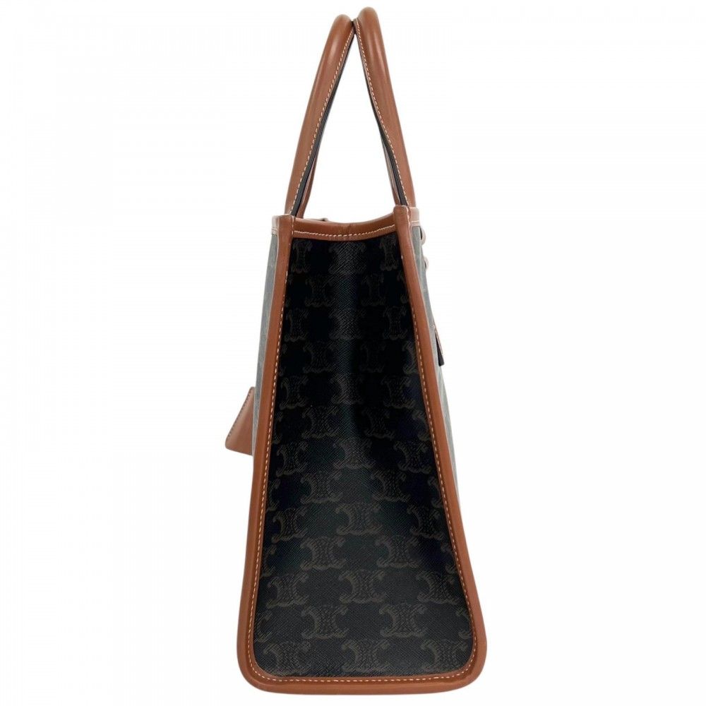 Celine Tote Bag Triomphe Leather Brown Gold — view 3