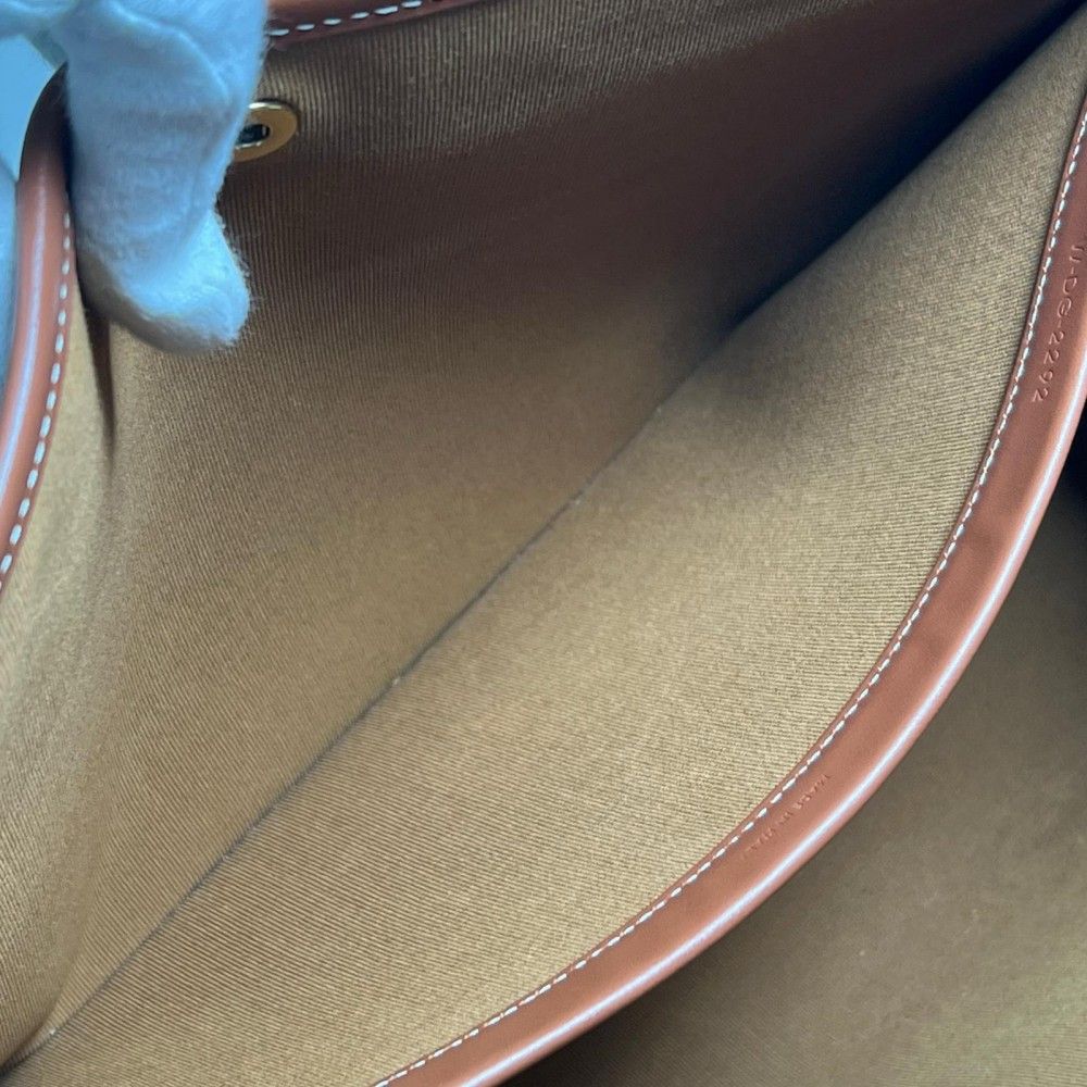 Celine Tote Bag Triomphe Leather Brown Gold — view 6