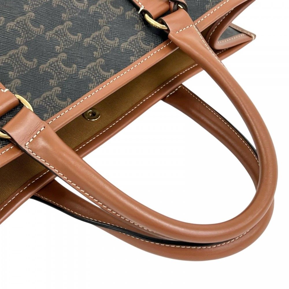 Celine Tote Bag Triomphe Leather Brown Gold — view 8