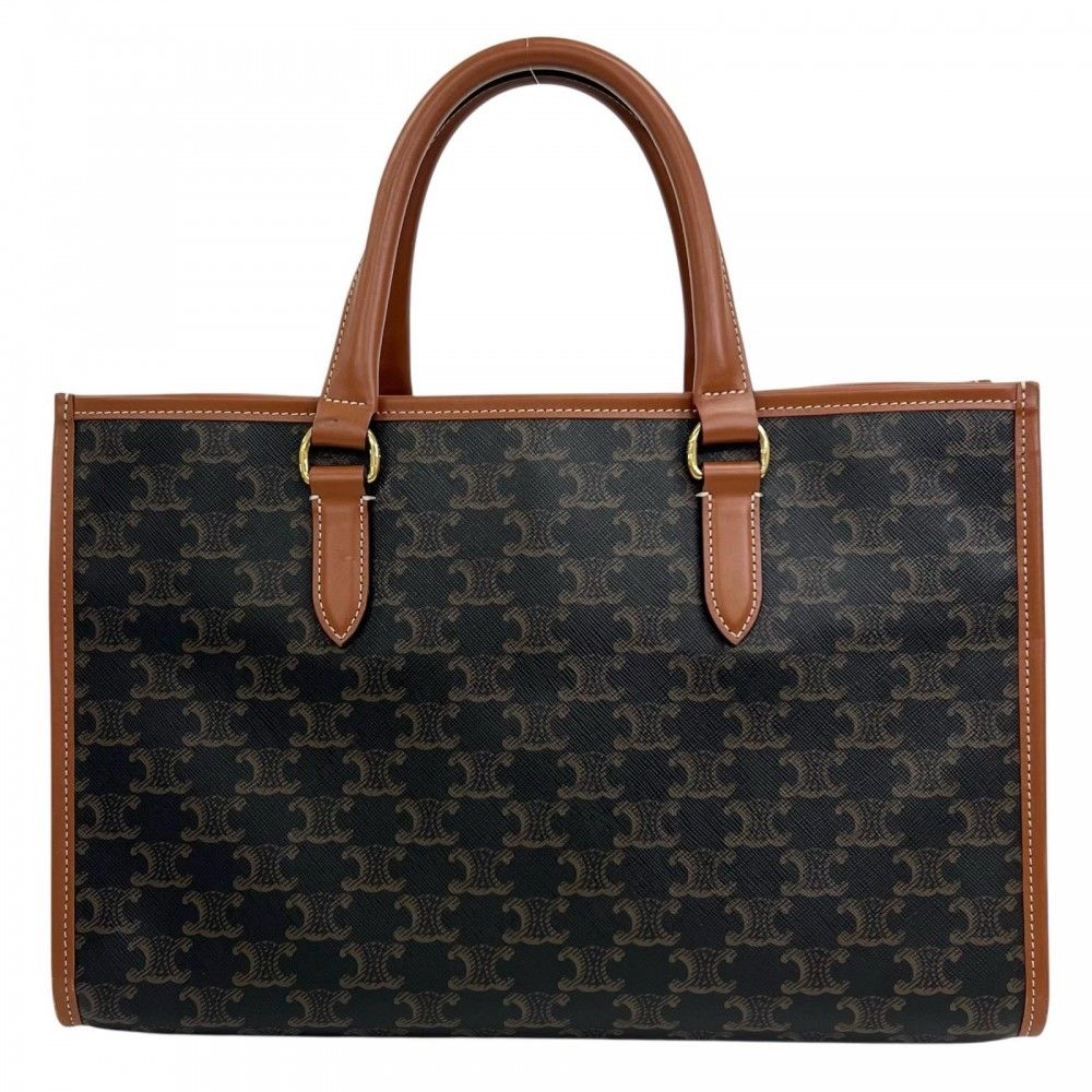 Celine Tote Bag Triomphe Leather Brown Gold — view 2