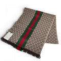 Gucci Scarf Sherry Line Wool Silk Brown