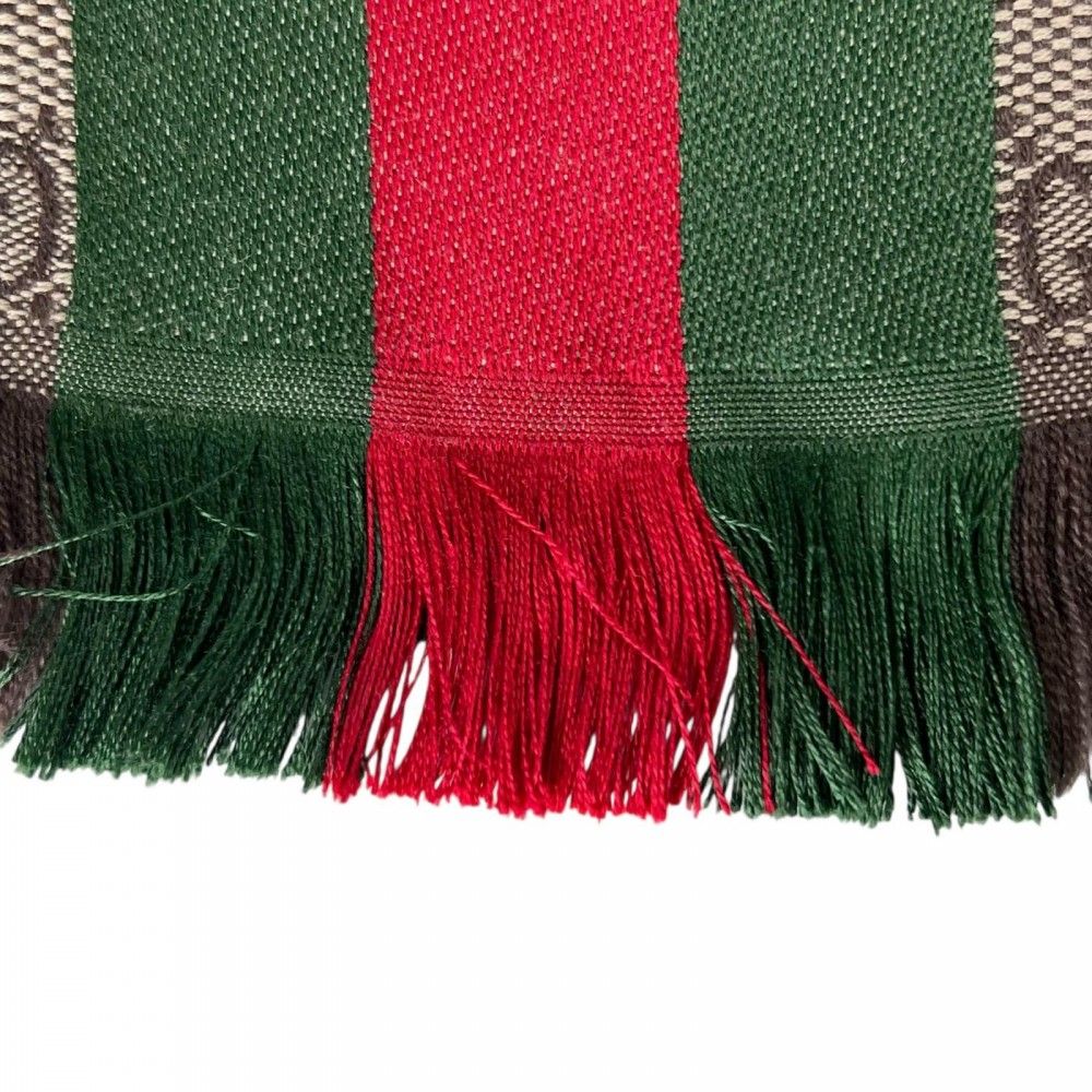 Gucci Scarf Sherry Line Wool Silk Brown — view 6