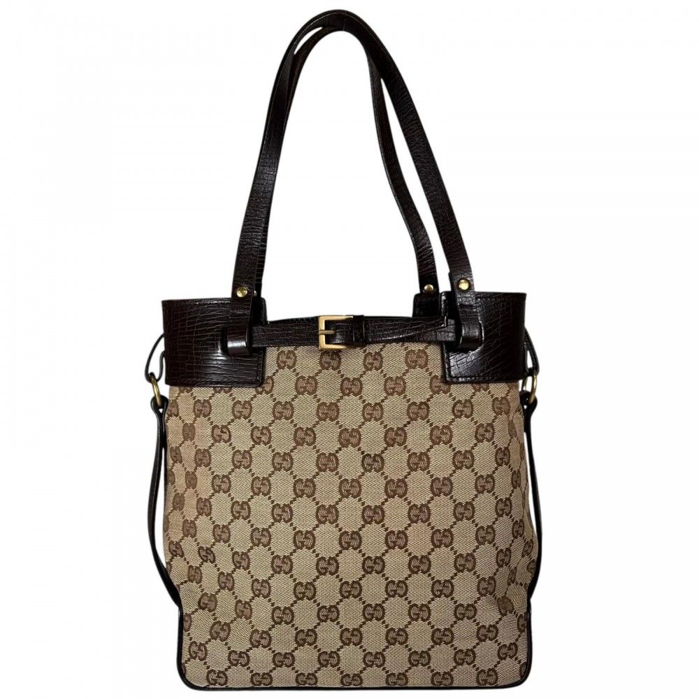 Gucci Handbag GG Canvas Brown Gold