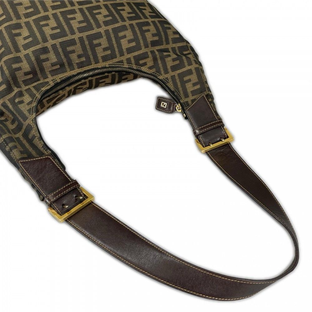 Fendi Shoulder Bag Zucca Canvas Brown Gold — view 5