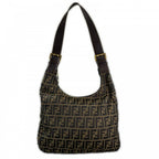 Fendi Shoulder Bag Zucca Canvas Brown Gold