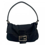 Fendi Handbag Mamma Bucket Satin Black Silver