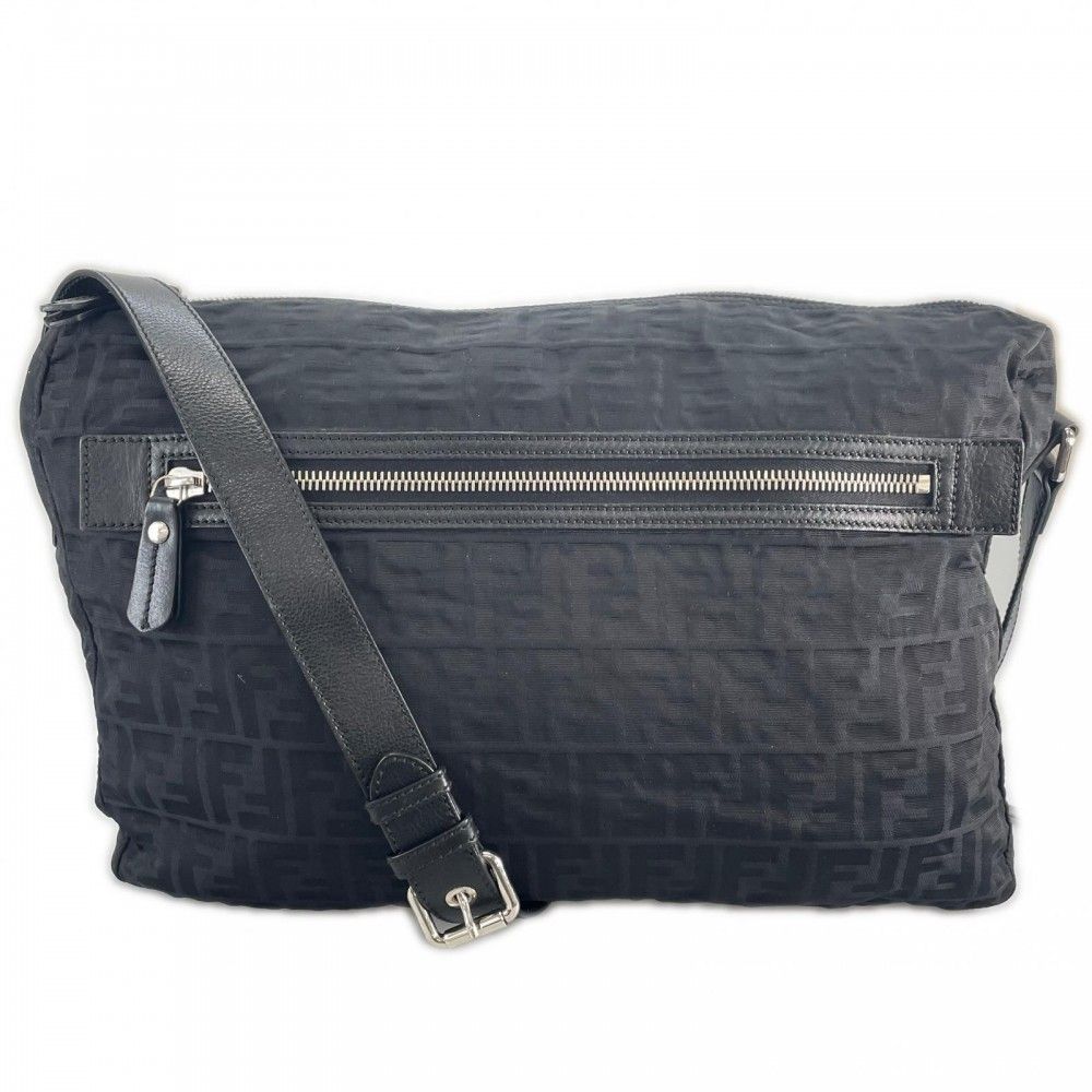 Fendi Shoulder Bag Nylon Black Silver
