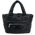 Chanel Handbag Coco Cocoon Leather Black Silver