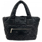 Chanel Handbag Coco Cocoon Leather Black Silver
