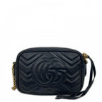 Gucci Shoulder Bag GG Marmont Leather Black Gold — view 2
