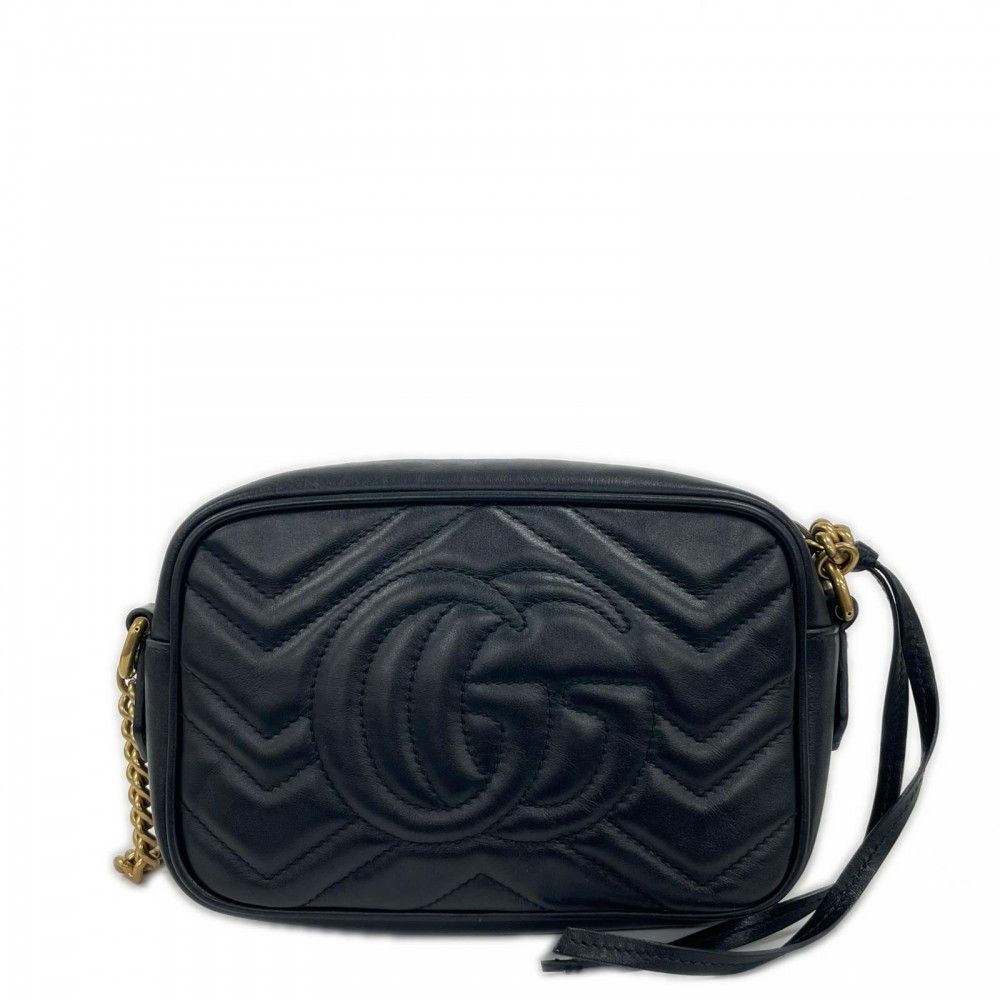 Gucci Shoulder Bag GG Marmont Leather Black Gold — view 2
