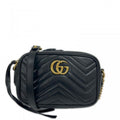Gucci Shoulder Bag GG Marmont Leather Black Gold