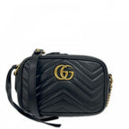 Gucci Shoulder Bag GG Marmont Leather Black Gold