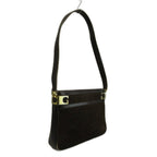 Gucci Vintage Shoulder Bag Suede Leather Square Monogram All Over Pattern Gold