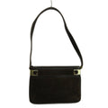 Gucci Vintage Shoulder Bag Suede Leather Square Monogram All Over Pattern Gold