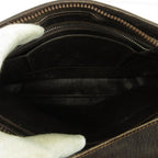 Gucci Vintage Shoulder Bag Suede Leather Square Monogram All Over Pattern Gold