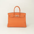 Hermes Birkin 35 Tote Taurillon Clemence Apricot Orange Silver