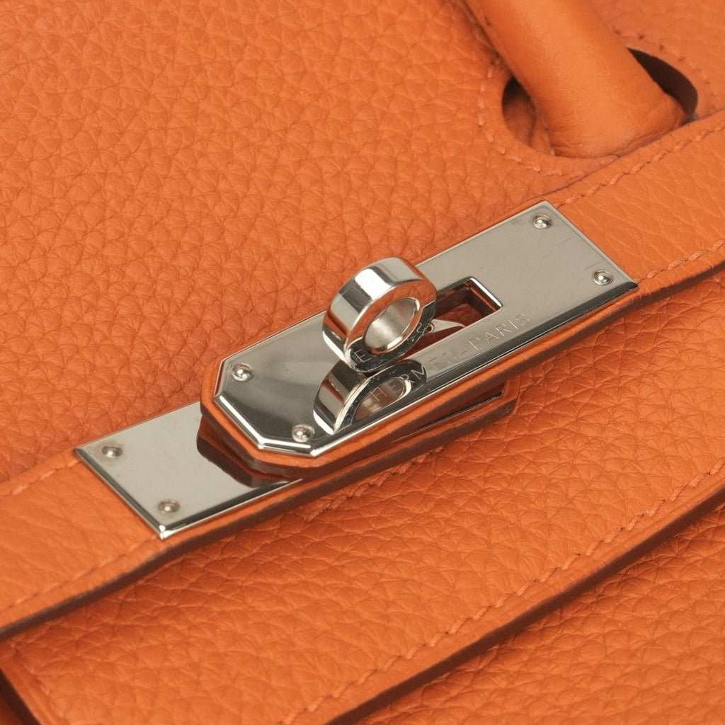 Hermes Birkin 35 Tote Taurillon Clemence Apricot Orange Silver — view 7