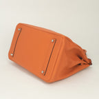 Hermes Birkin 35 Tote Taurillon Clemence Apricot Orange Silver — view 5