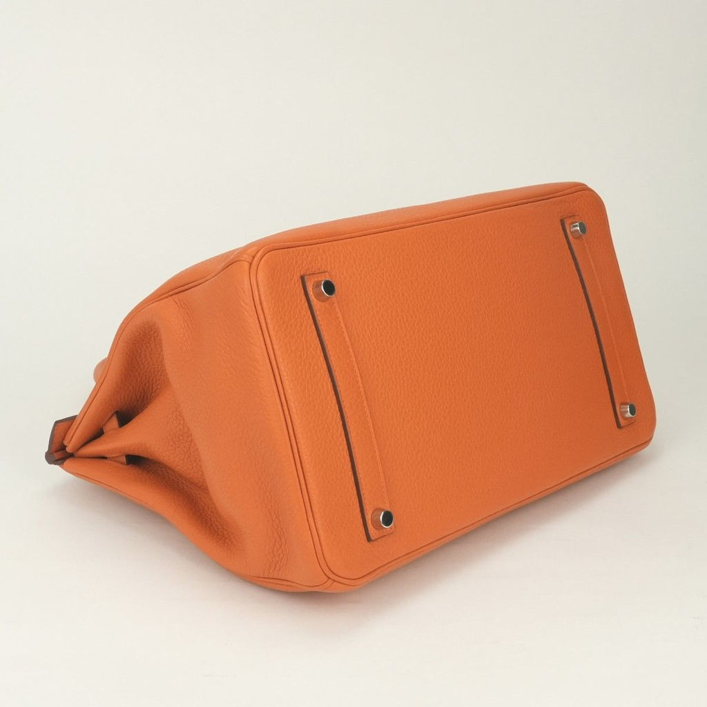 Hermes Birkin 35 Tote Taurillon Clemence Apricot Orange Silver — view 6