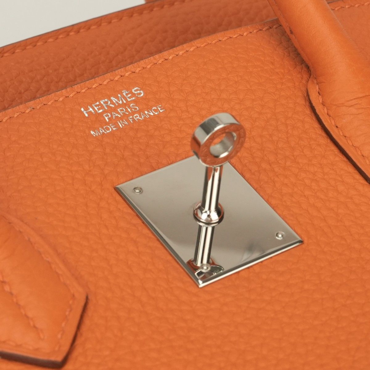 Hermes Birkin 35 Tote Taurillon Clemence Apricot Orange Silver — view 8