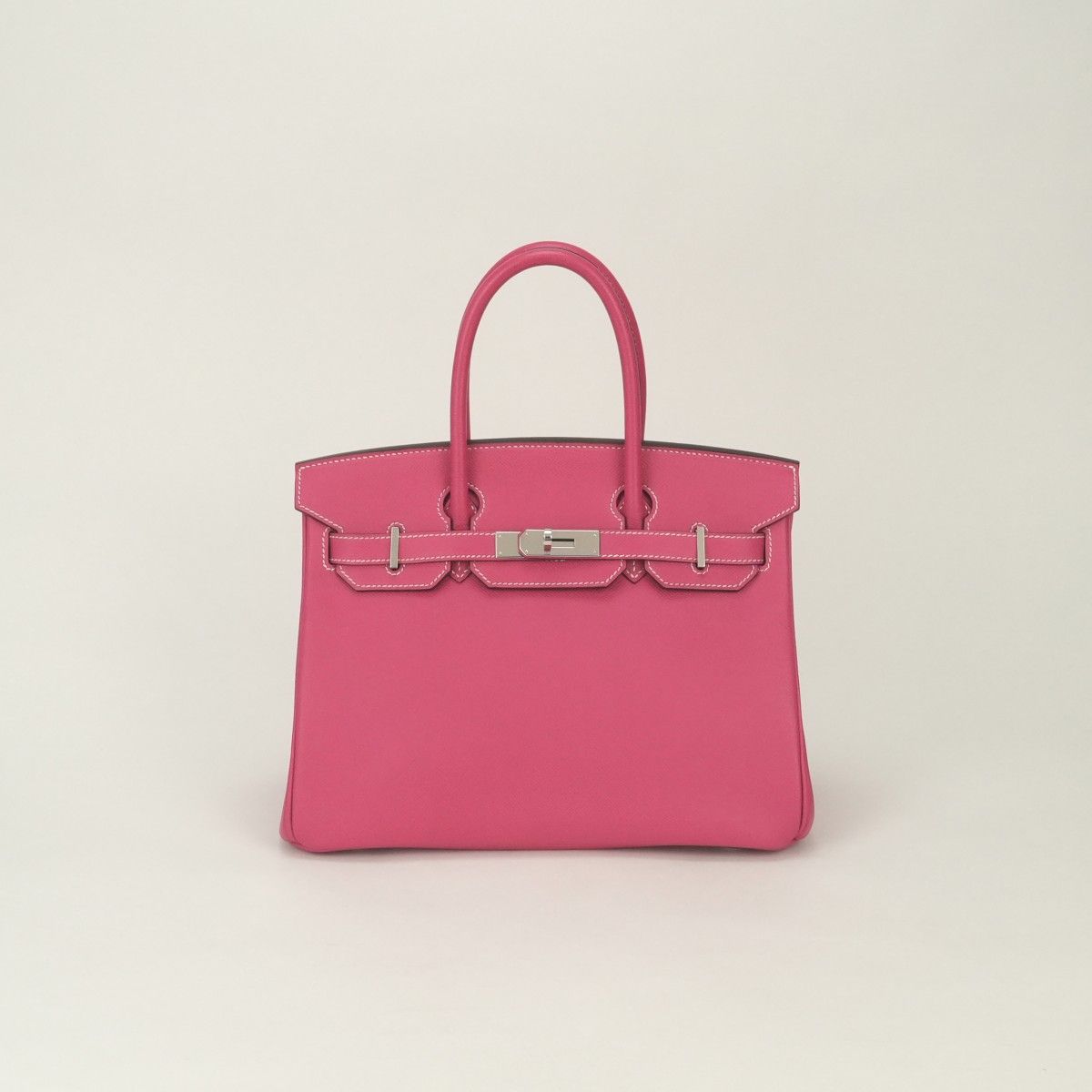 Hermes Birkin 30 Tote Epsom Rose Tyrien Pink Silver Veau