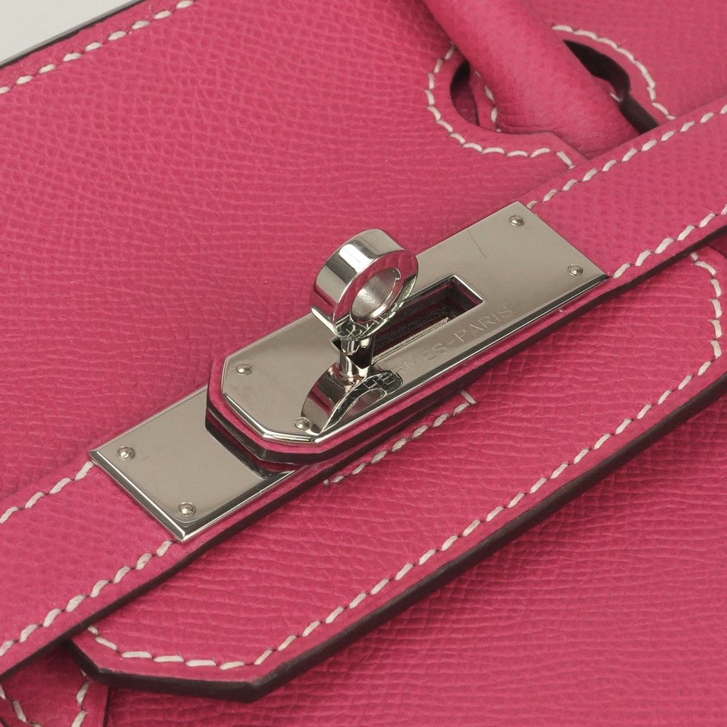 Hermes Birkin 30 Tote Epsom Rose Tyrien Pink Silver Veau — view 7