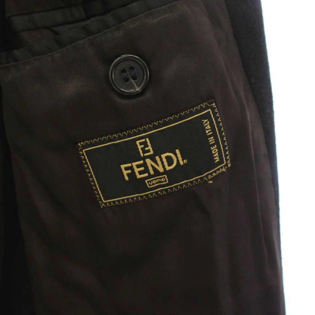 Fendi Vintage Soutien Collar Coat Long Wool 48 Black — view 3