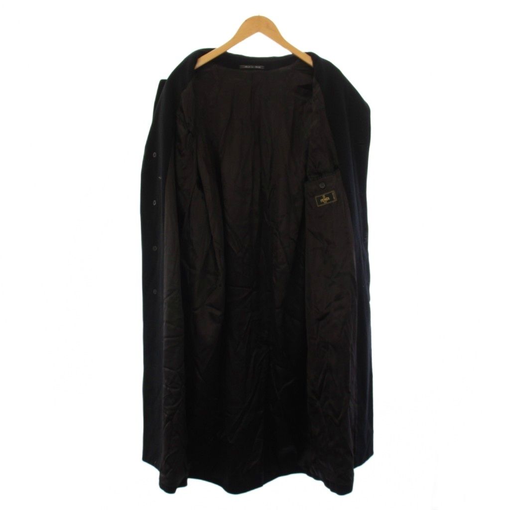 Fendi Vintage Soutien Collar Coat Long Wool 48 Black — view 4