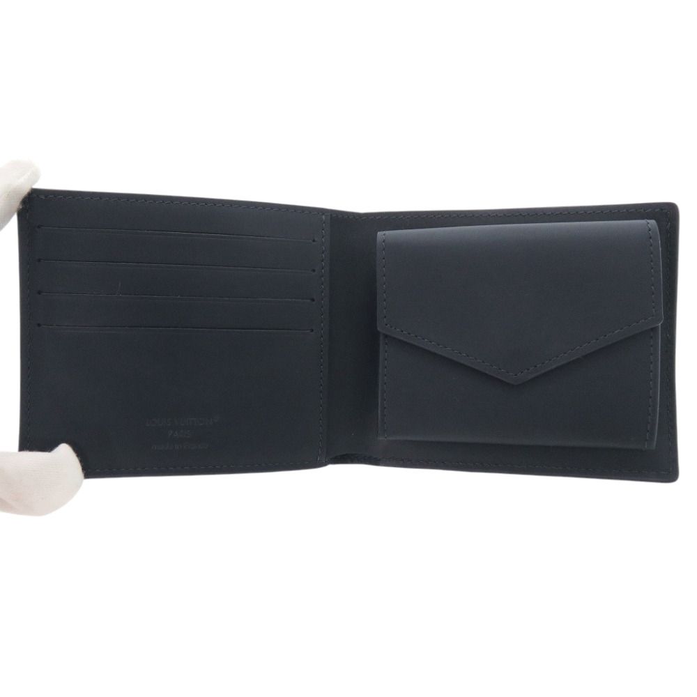 Louis Vuitton Portefeuille Marco Aerogram Leather Navy Bifold Wallet