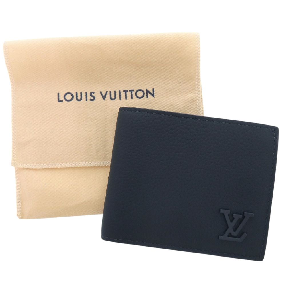 Louis Vuitton Portefeuille Marco Aerogram Leather Navy Bifold Wallet