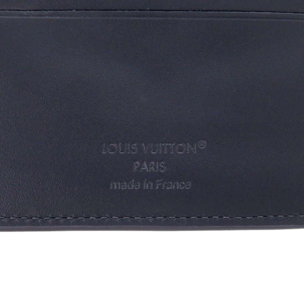 Louis Vuitton Portefeuille Marco Aerogram Leather Navy Bifold Wallet
