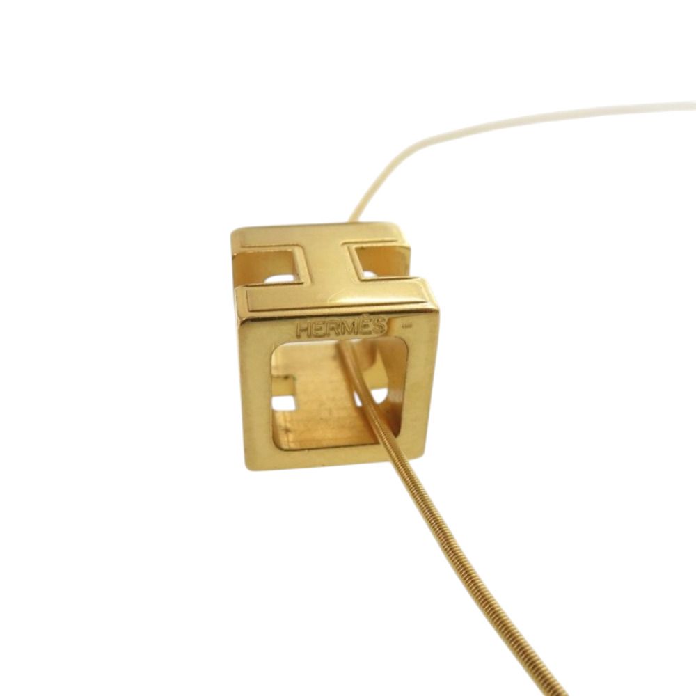 Hermes Cage Cube Metal Orange Necklace